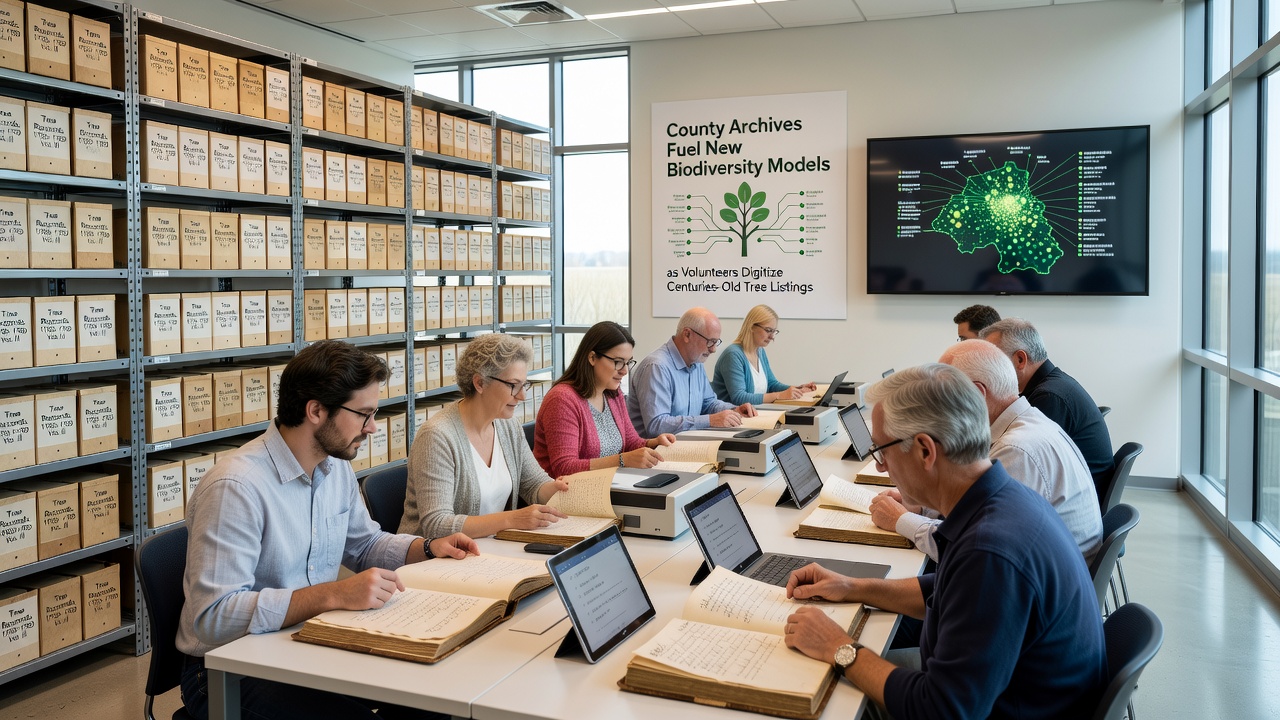 Digitized tree listing records displayed on a computer screen during volunteer session