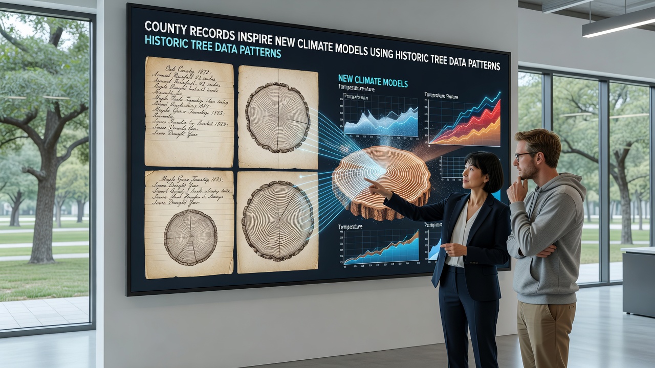 Detailed view of tree ring samples matched with archival county documents
